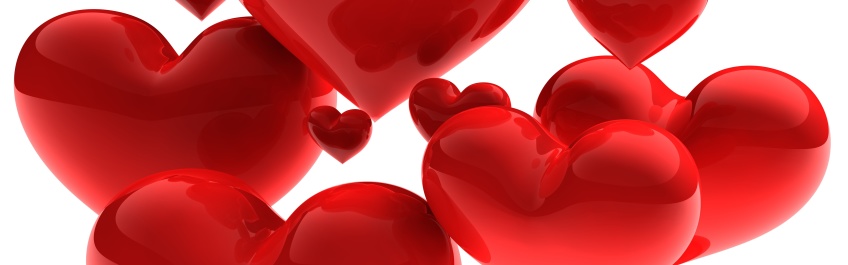 3D render - sweet beautiful hearts on white background